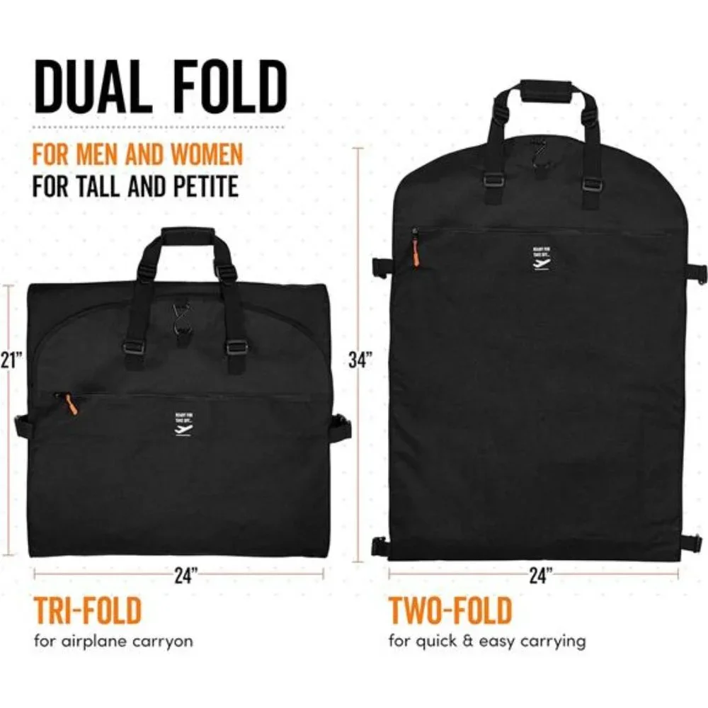 Trifold 66 nch Women Travel Garment Bag With 7pockets | Extra Long Wedding Dress